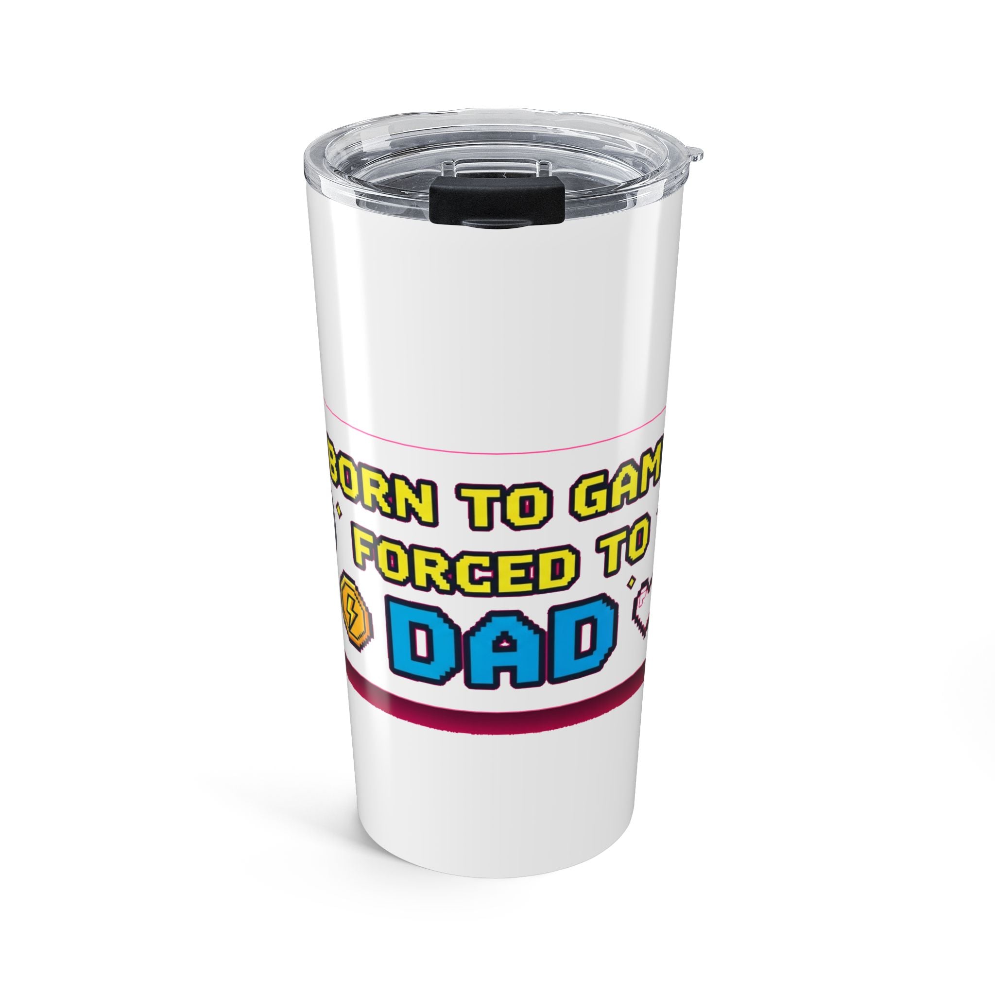 80s Retro Gamer Dad Tumbler - Pixel Art Gaming Gift for Born to Game Fathers