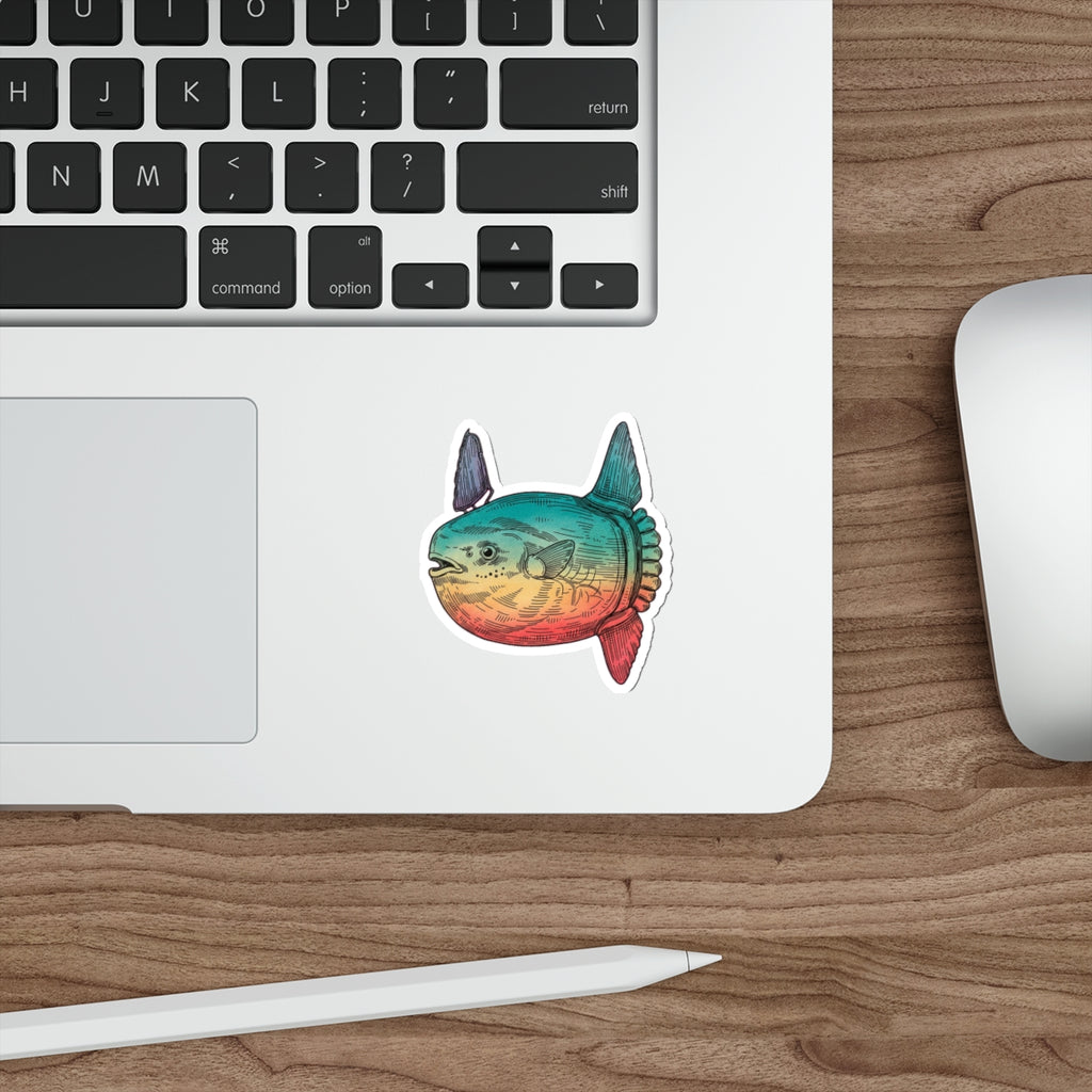 Mola Mola Ocean Sunfish Die-Cut Sticker | Vintage Marine Biology Art