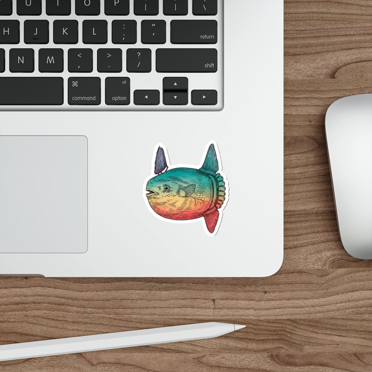 Mola Mola Ocean Sunfish Die-Cut Sticker | Vintage Marine Biology Art