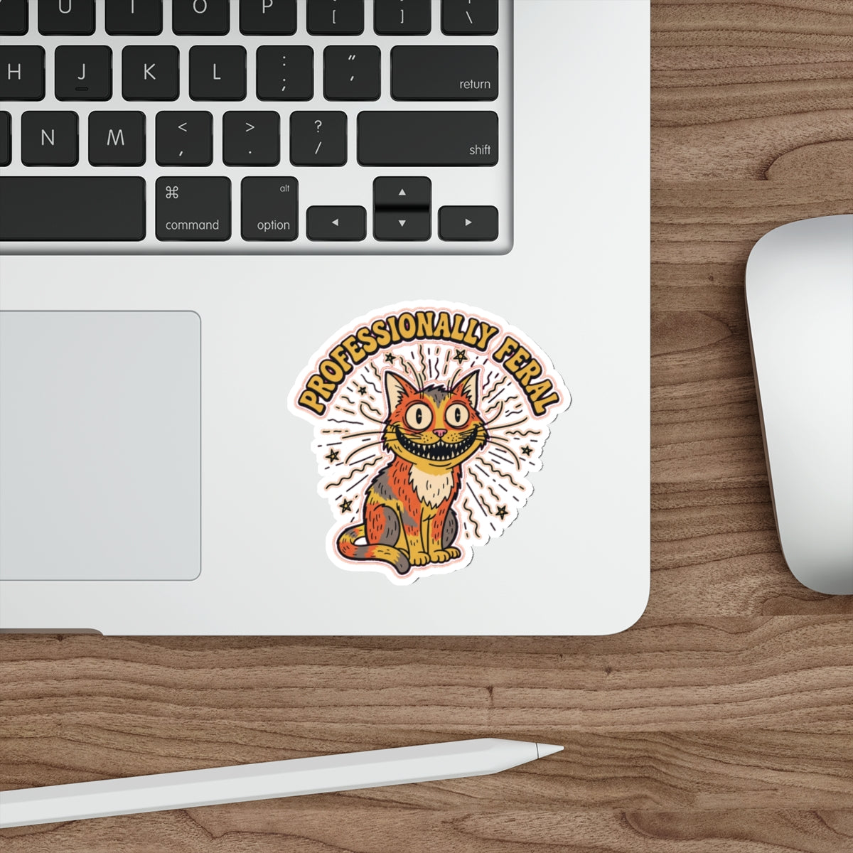 Feral Cat Lady Die-Cut Sticker | Crazy Cat Vinyl Sticker | Dark Humor Cat Merch