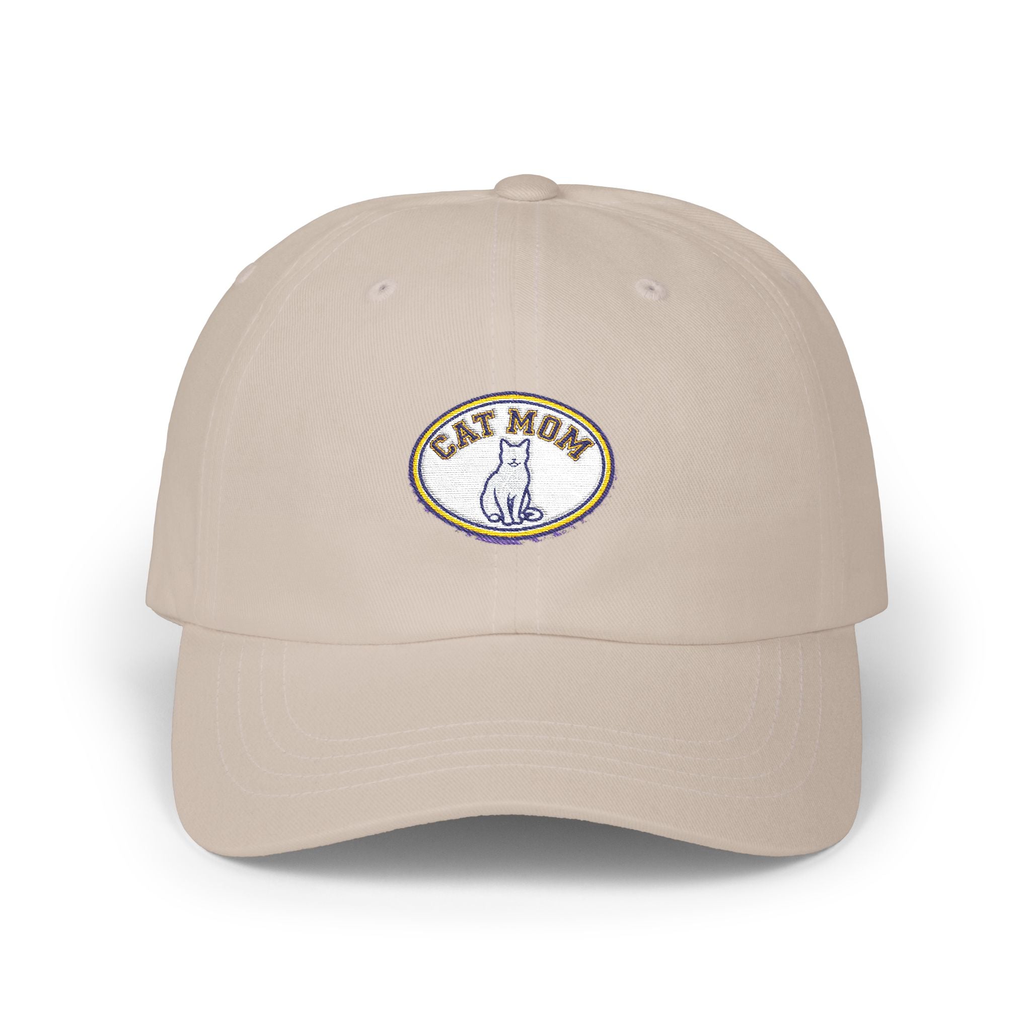 Cat Mom Embroidered Dad Cap - Magenta Baseball Hat for Cat Lovers