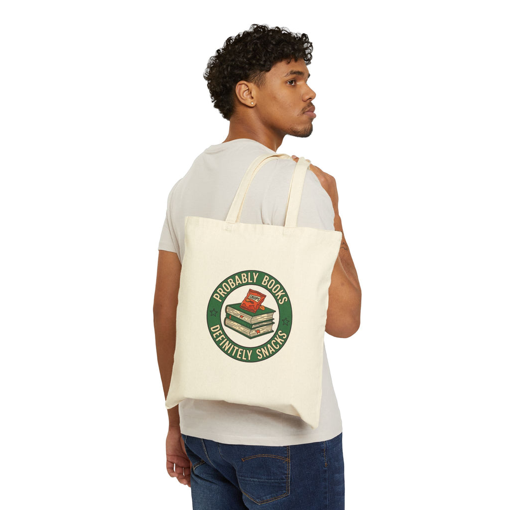 Probably Books Definitely Snacks Tote Bag | Funny Bookworm Gift