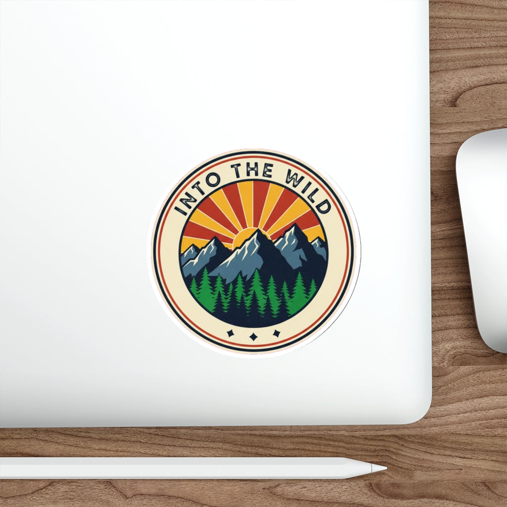 Retro National Park Hiking Sticker | Vintage Mountain Pine Trees Die-Cut