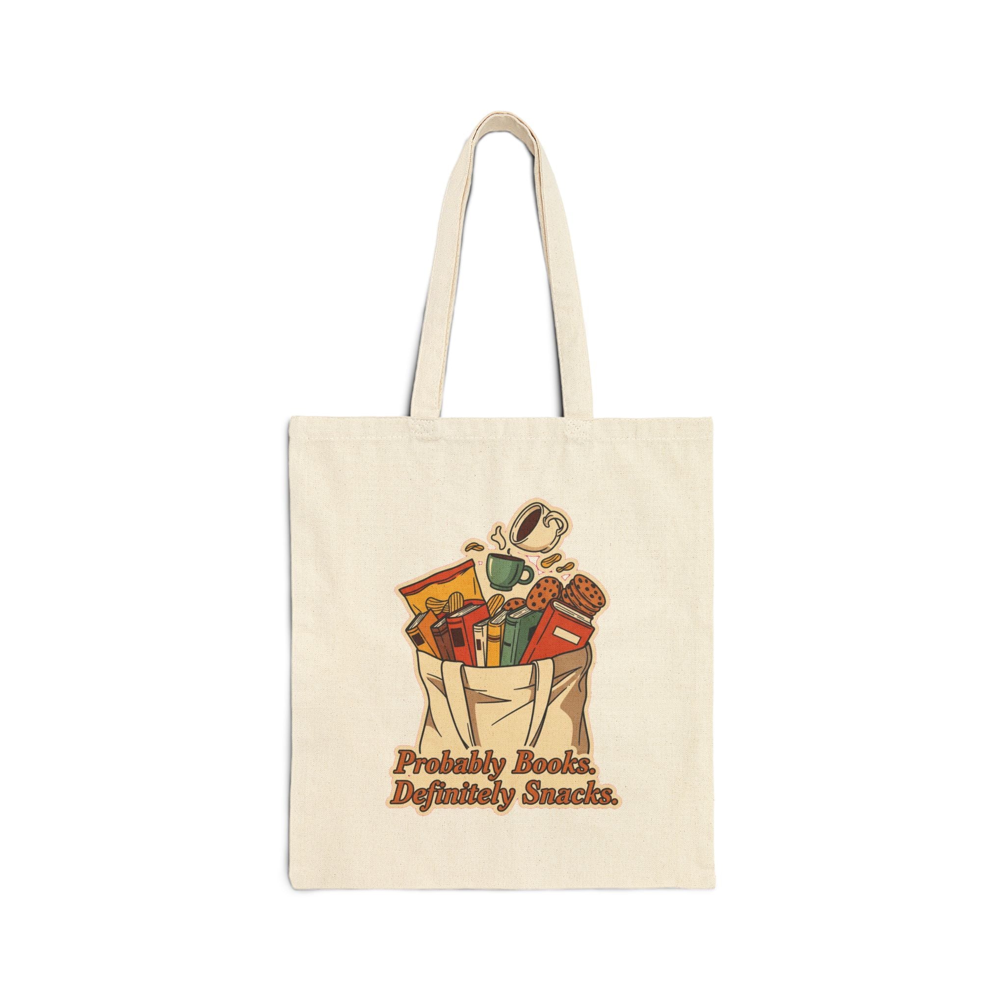 Funny Book Tote Bag for Readers & Snack Addicts - Bookworm Gift