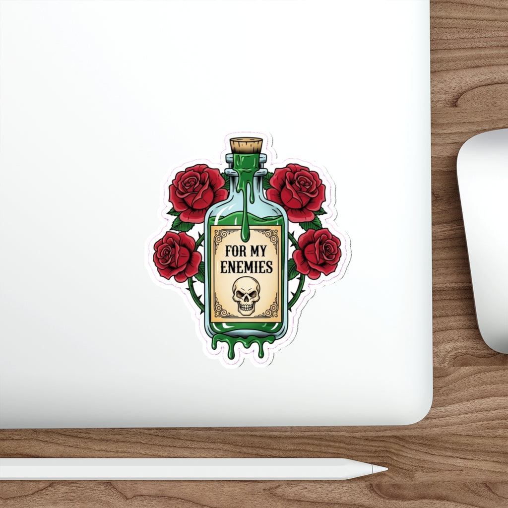 True Crime Junkie Sticker | Poison Bottle 'For My Enemies' Die-Cut Decal