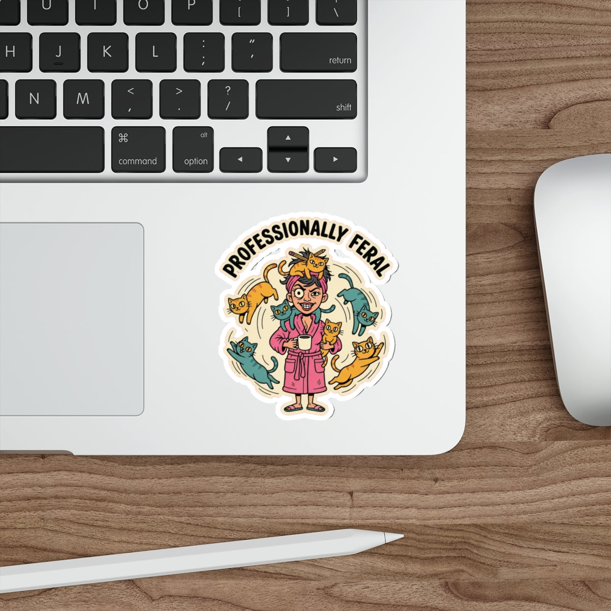 Crazy Cat Lady Sticker | Retro Funny Cat Mom Vinyl Decal for Laptop