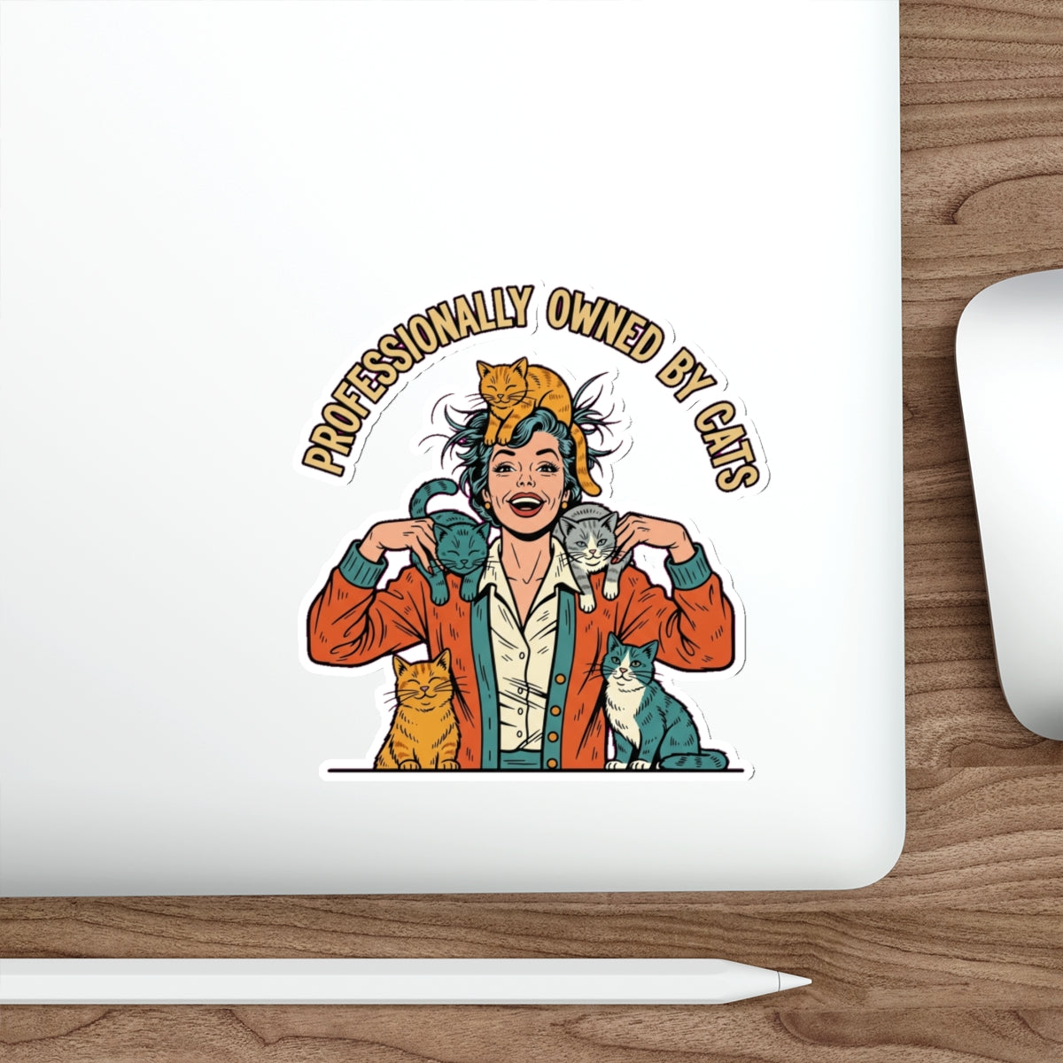 Crazy Cat Lady Sticker | Vintage Retro Cat Mom Vinyl Decal | Funny Cat Lover Gift