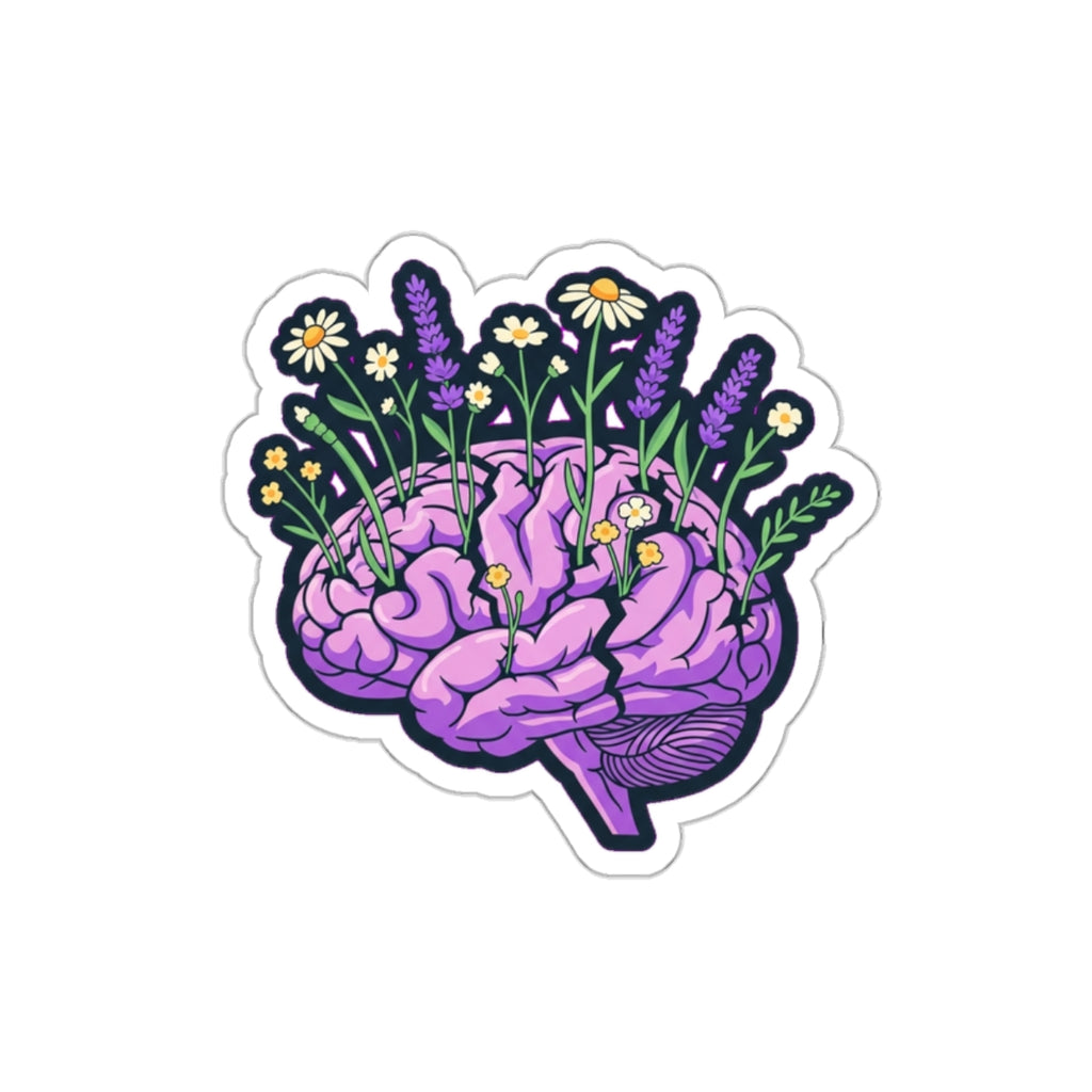 Mental Health Awareness Sticker | Brain with Wildflowers | End the Stigma Decal