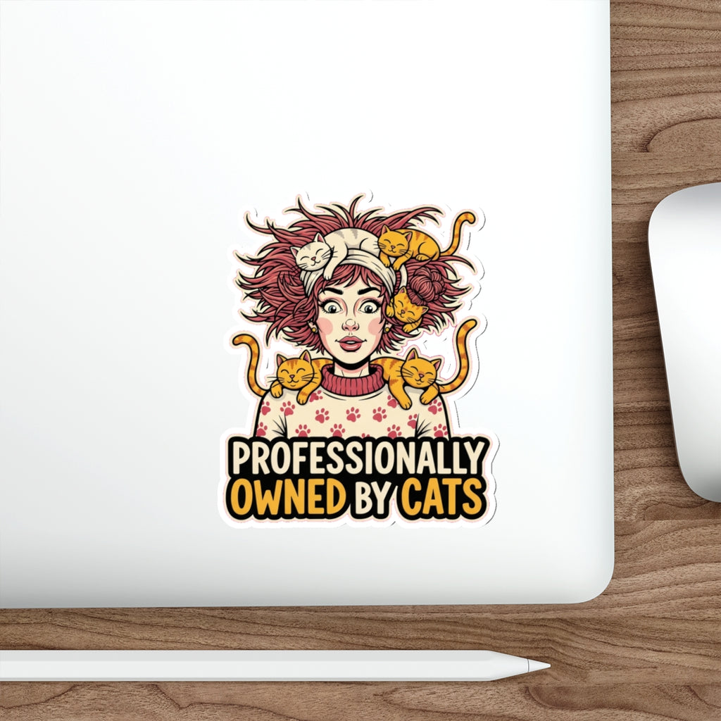 Crazy Cat Lady Sticker | Funny Retro Comic Cat Mom Laptop Decal