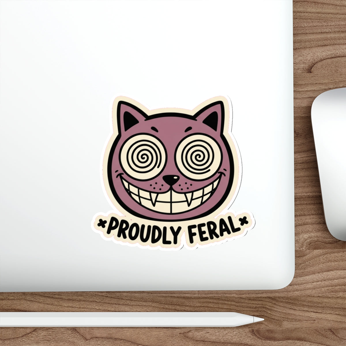 Crazy Cat Lady Die-Cut Sticker | Retro Hypnotic Cat Face Vinyl Decal