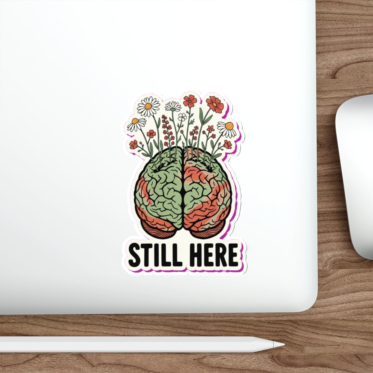 Mental Health Awareness Die-Cut Sticker | Brain & Wildflowers Therapy Decal