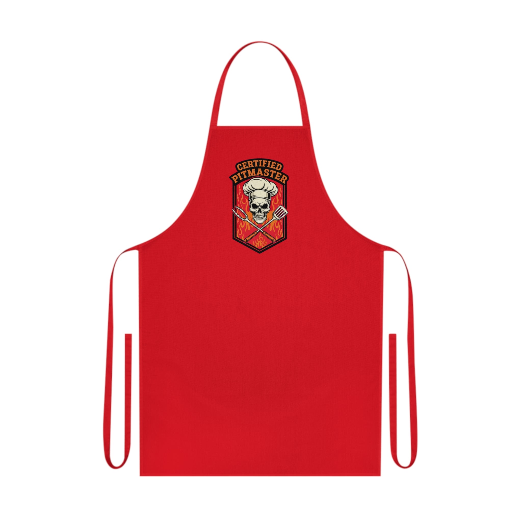 BBQ Pitmaster Dad Apron - Flaming Skull Chef Gift for Grill Masters