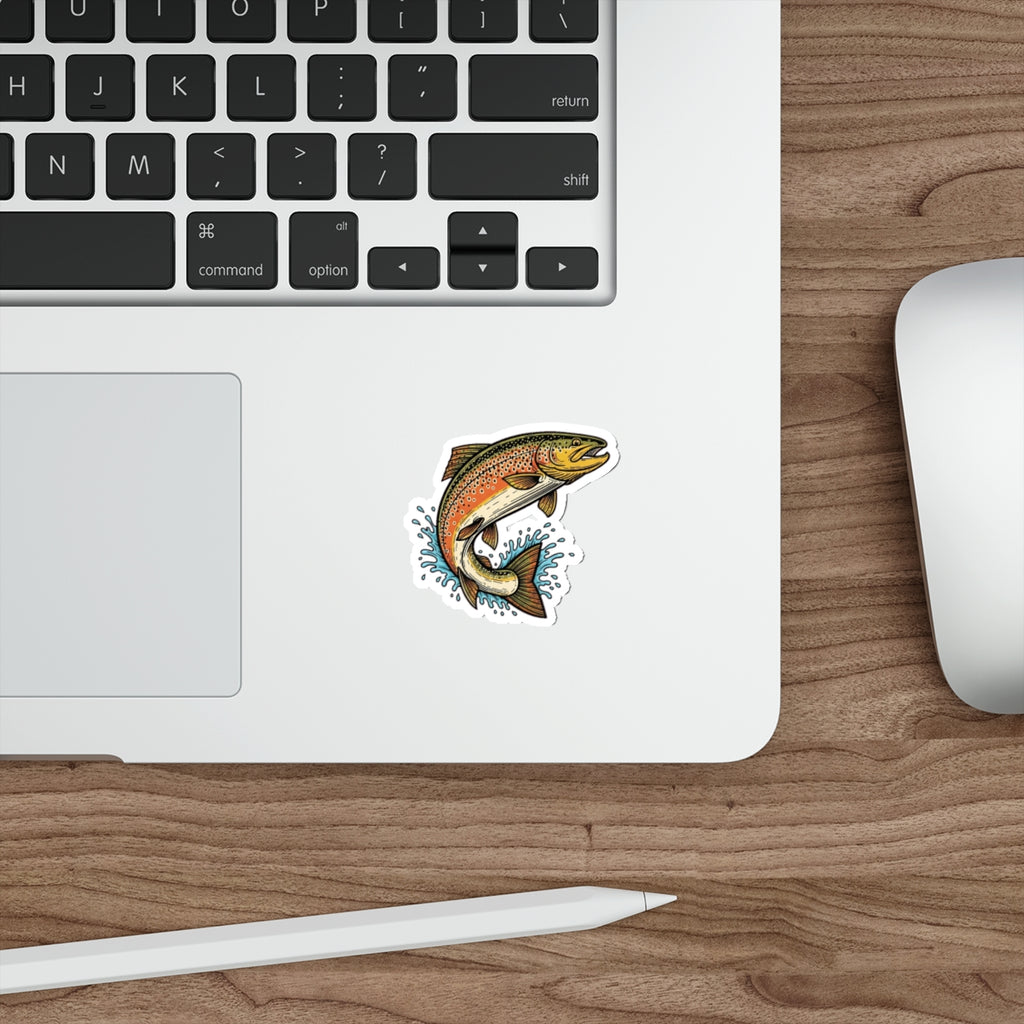 Fly Fishing Trout Sticker | Vintage Brown Trout Vinyl Decal for Anglers