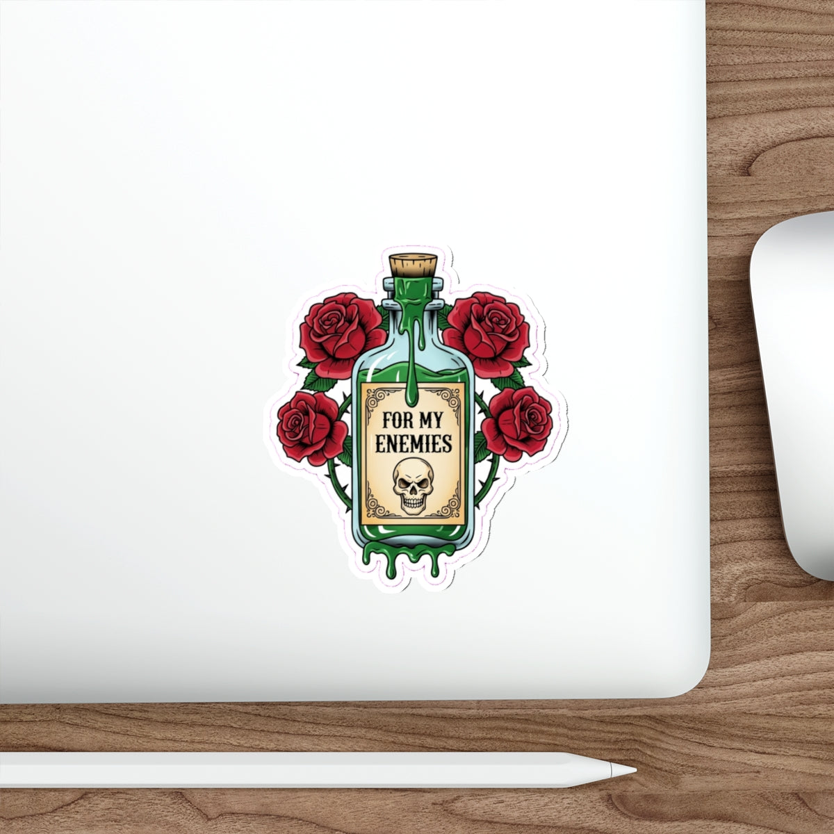 True Crime Junkie Sticker | Poison Bottle 'For My Enemies' Die-Cut Decal