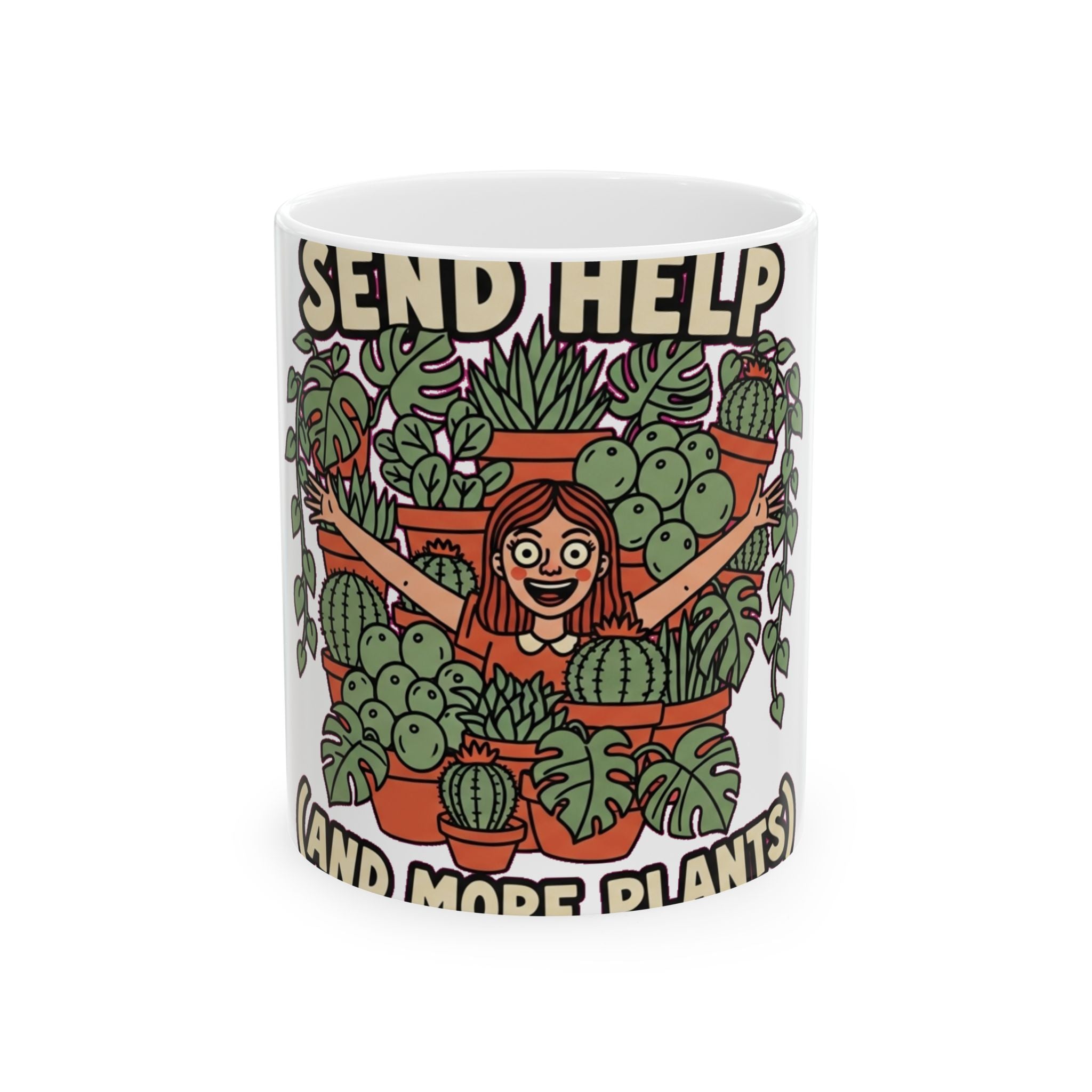 Funny Plant Mom Mug - Crazy Plant Lady Coffee Cup with Folk Art Design