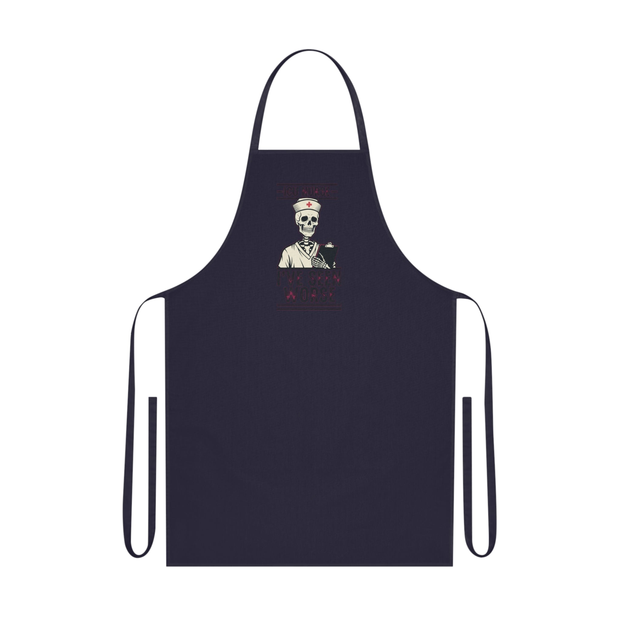 ICU Nurse Dark Humor Apron | Skeleton Nurse Funny Gift for Critical Care