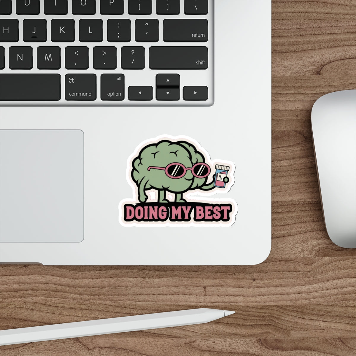 Brain in Sunglasses Mental Health Sticker | Anxiety Dark Humor Die-Cut Decal