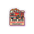 Firefighter Dark Humor Die-Cut Sticker | Funny Fire Truck Googly Eyes Decal