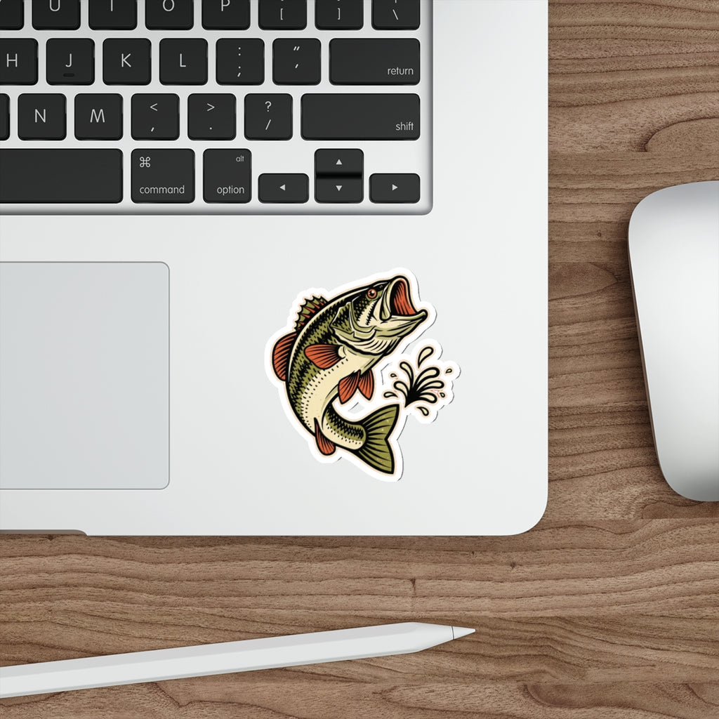 Bass Fishing Dad Sticker | Retro Largemouth Bass Vinyl Decal for Trucks