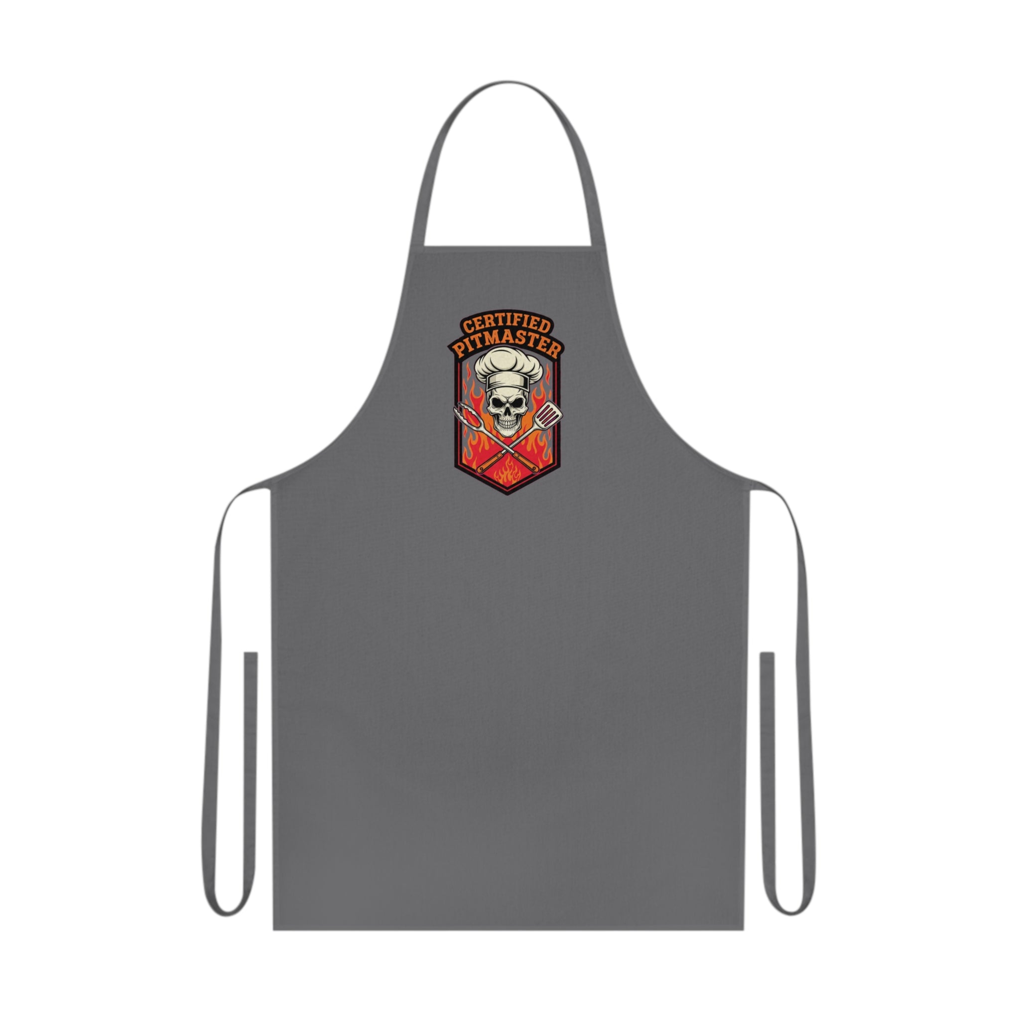 BBQ Pitmaster Dad Apron - Flaming Skull Chef Gift for Grill Masters