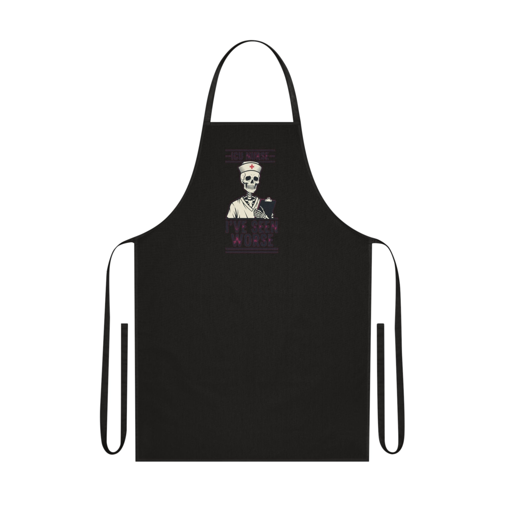 ICU Nurse Dark Humor Apron | Skeleton Nurse Funny Gift for Critical Care