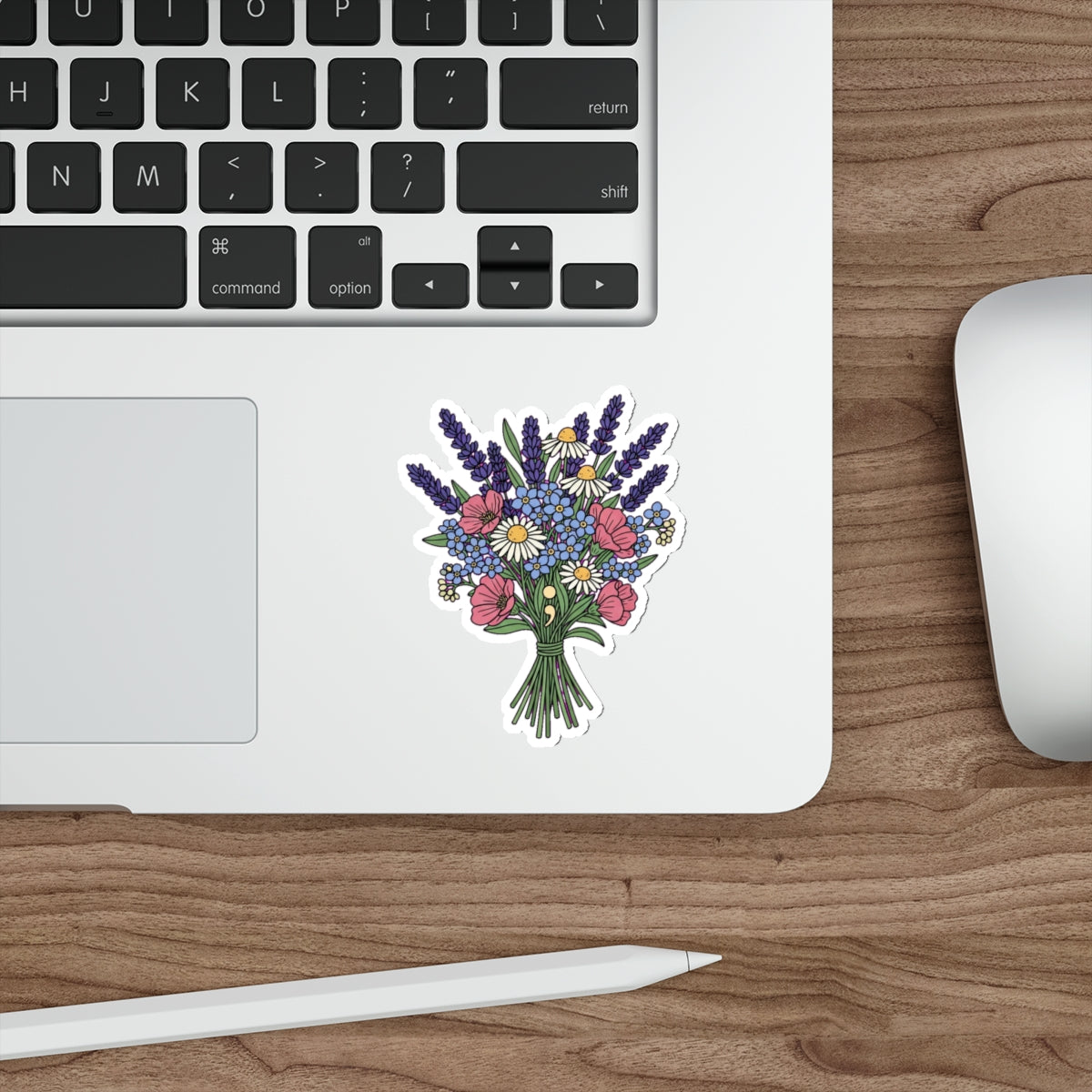 Mental Health Warrior Floral Sticker | Semicolon Anxiety Therapy Decal
