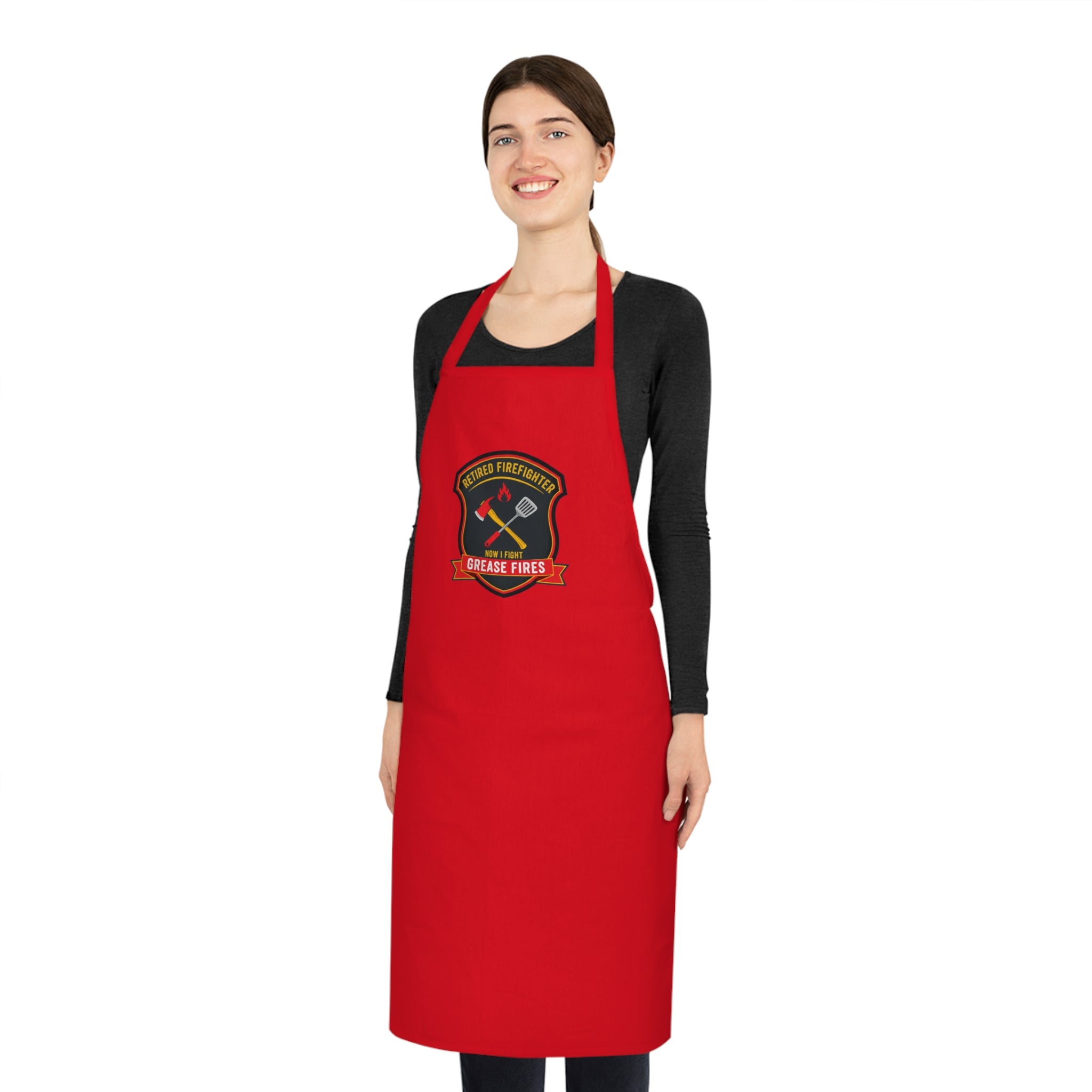 Retired Firefighter BBQ Dad Apron - Funny Fire Department Grill Master Gift