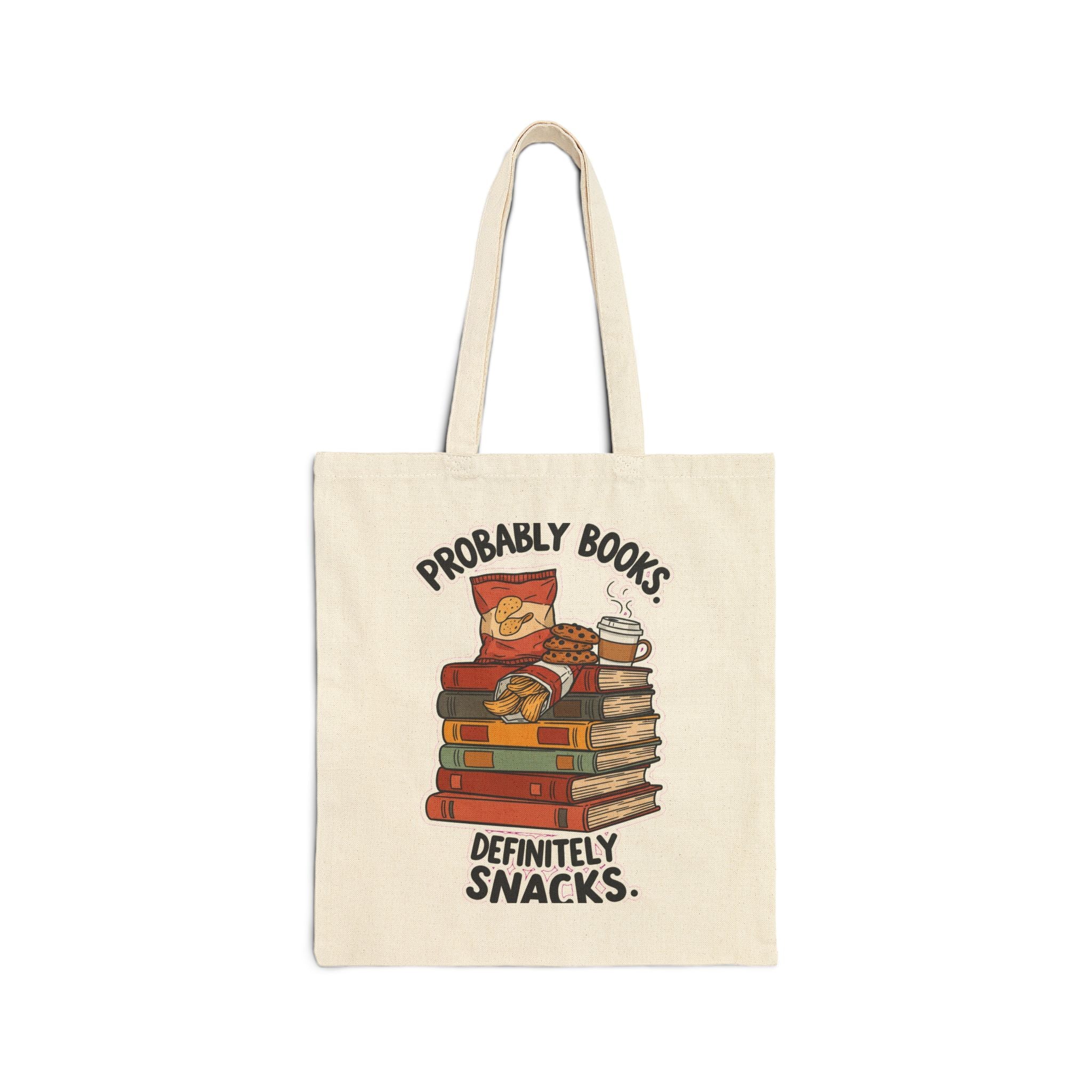 Book Lover Tote Bag - Funny Bookworm Gift with Coffee & Snacks Design