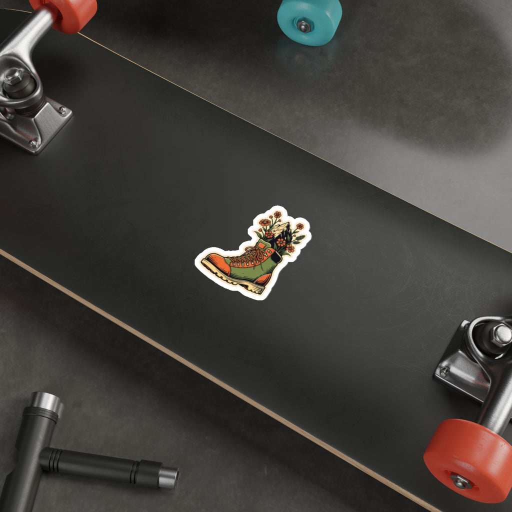 Retro Hiking Boot Die-Cut Sticker | Trail Running Adventure Decal