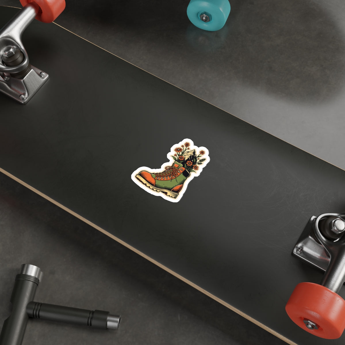 Retro Hiking Boot Die-Cut Sticker | Trail Running Adventure Decal