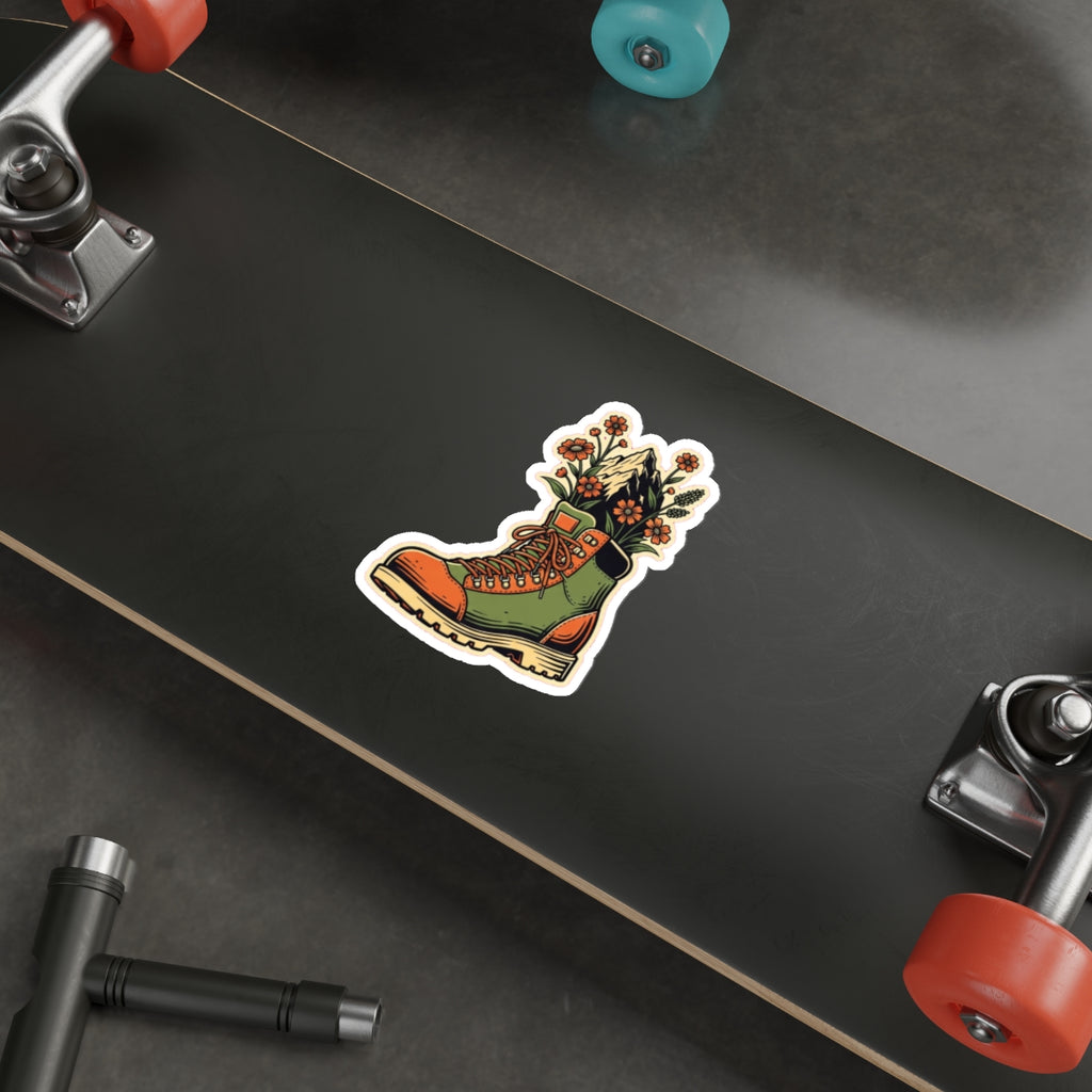 Retro Hiking Boot Die-Cut Sticker | Trail Running Adventure Decal