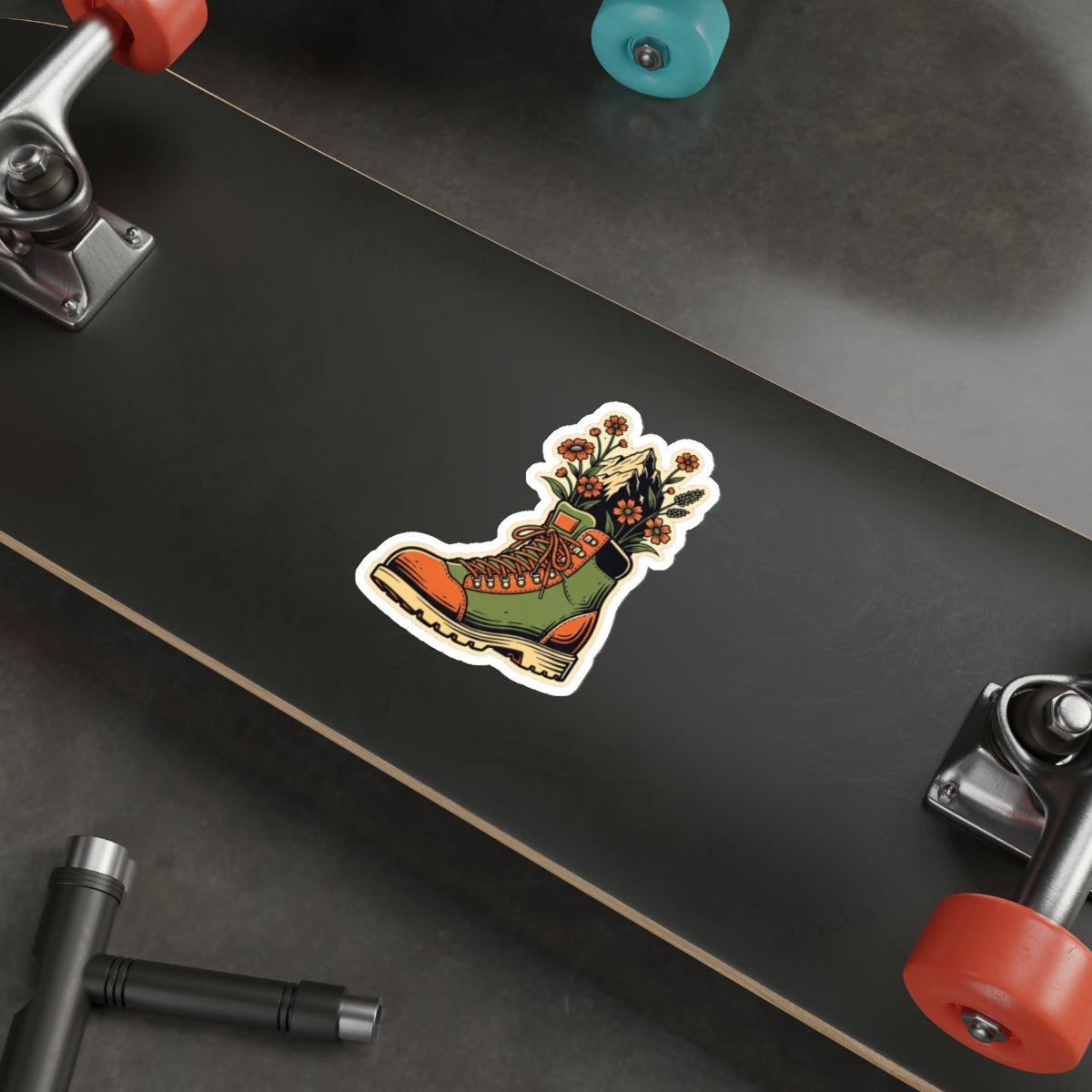 Retro Hiking Boot Die-Cut Sticker | Trail Running Adventure Decal