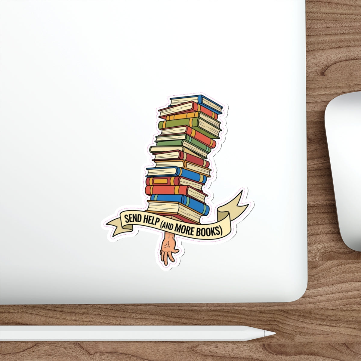 Bookish Dark Humor Sticker | Wobbly Book Stack Die-Cut Decal | BookTok Reader Gift