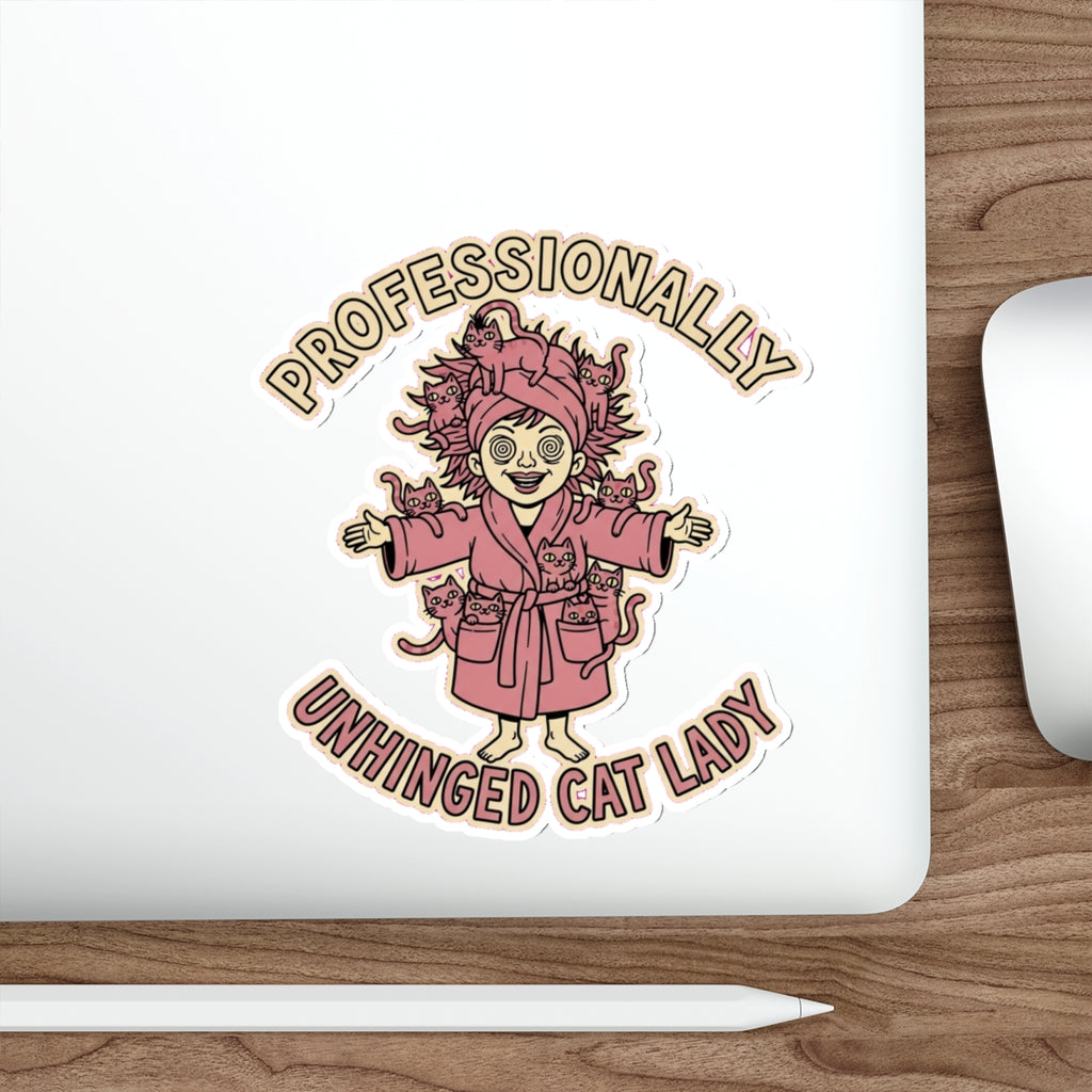 Crazy Cat Lady Sticker | Funny Cat Mom Die-Cut Decal | Dark Humor Gift