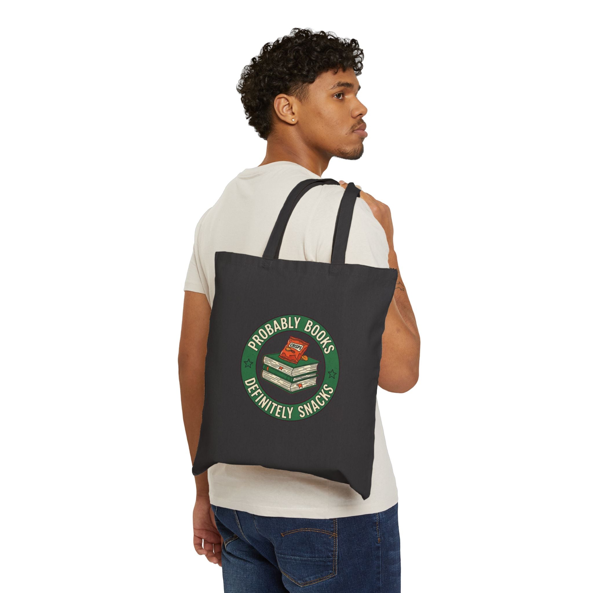 Probably Books Definitely Snacks Tote Bag | Funny Bookworm Gift