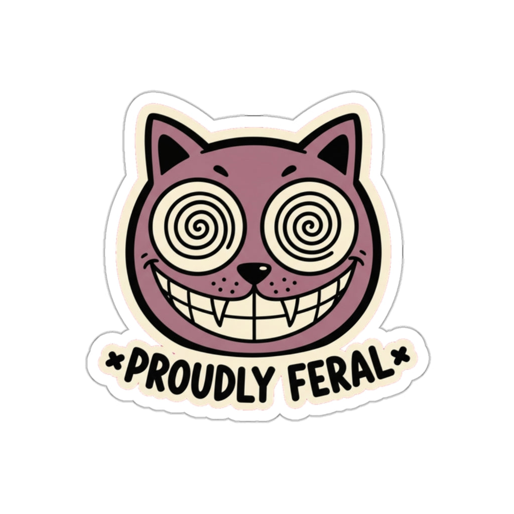 Crazy Cat Lady Die-Cut Sticker | Retro Hypnotic Cat Face Vinyl Decal