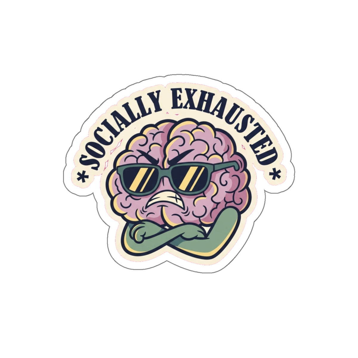 Grumpy Brain Die-Cut Sticker | Mental Health Dark Humor Introvert Decal