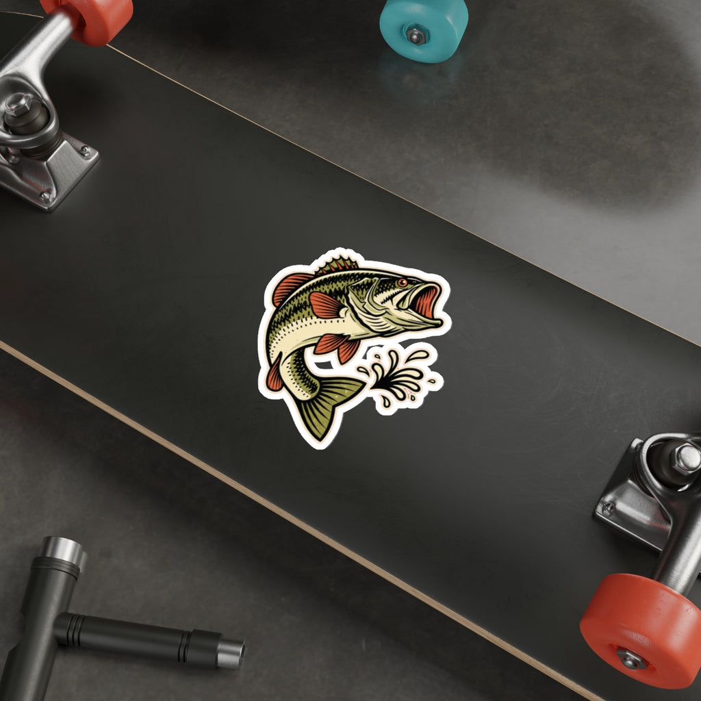 Bass Fishing Dad Sticker | Retro Largemouth Bass Vinyl Decal for Trucks