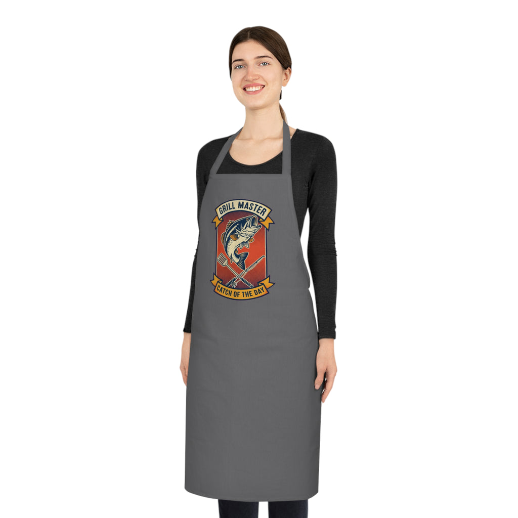 Fishing Dad BBQ Grill Master Apron - Funny Fisherman Gift for Grandpa