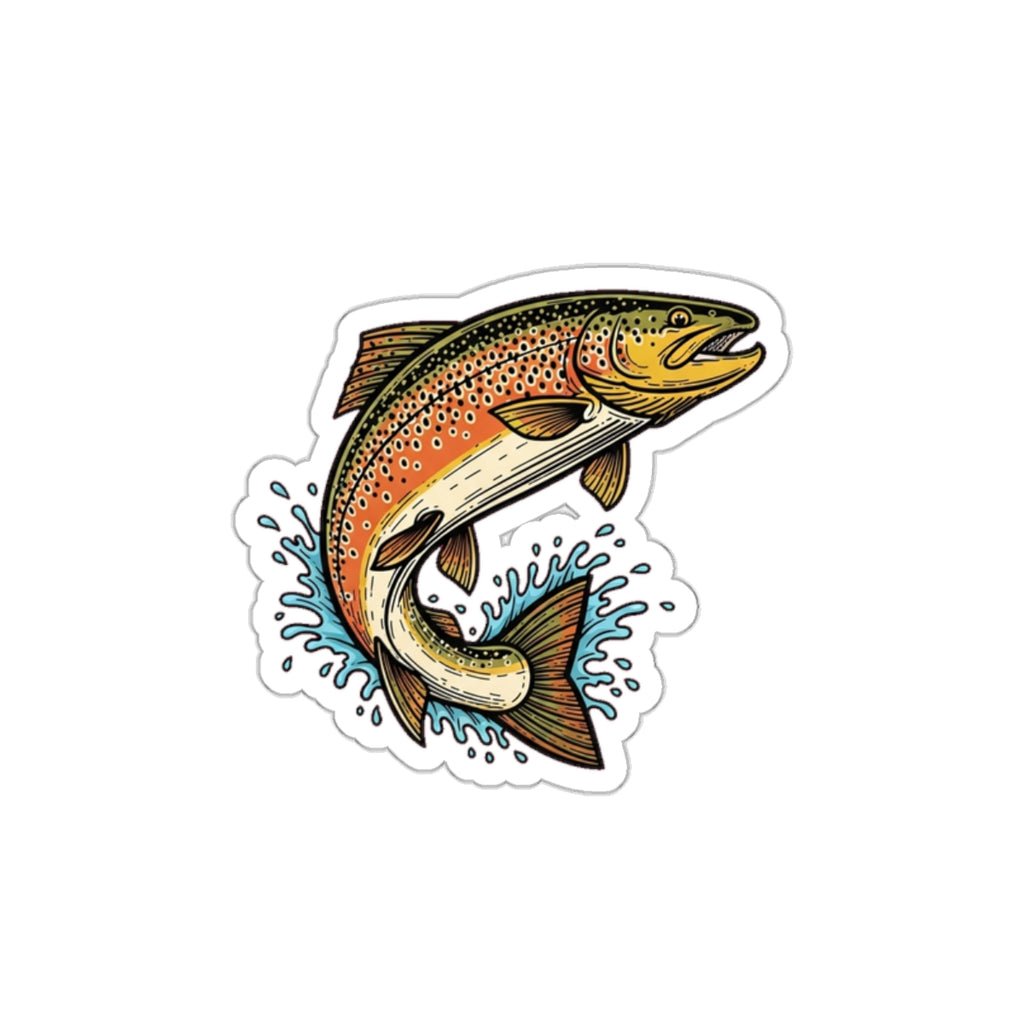 Fly Fishing Trout Sticker | Vintage Brown Trout Vinyl Decal for Anglers