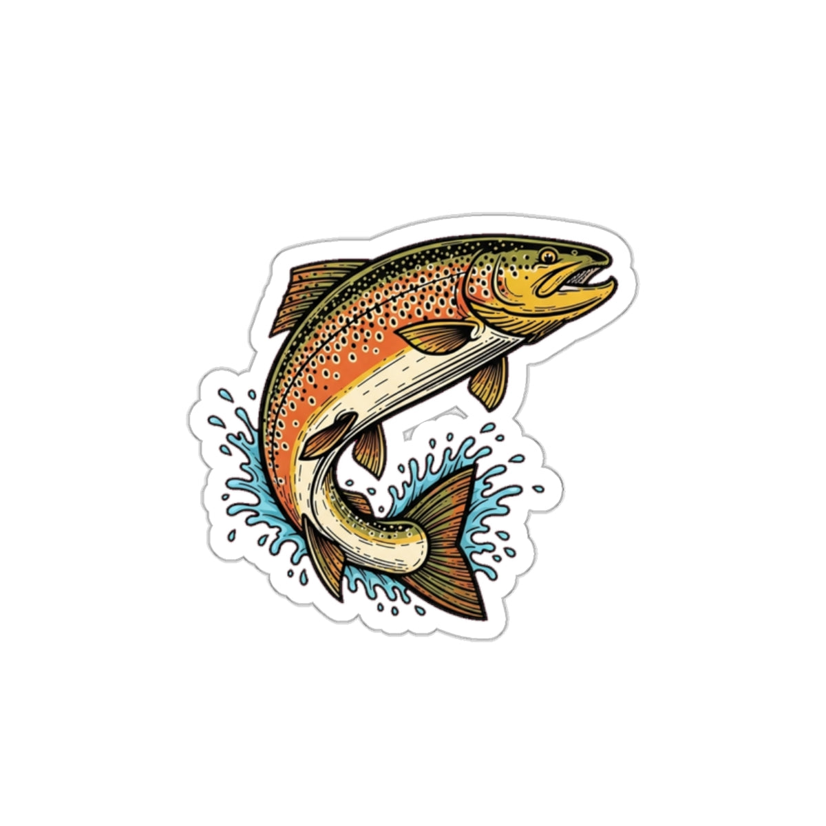 Fly Fishing Trout Sticker | Vintage Brown Trout Vinyl Decal for Anglers
