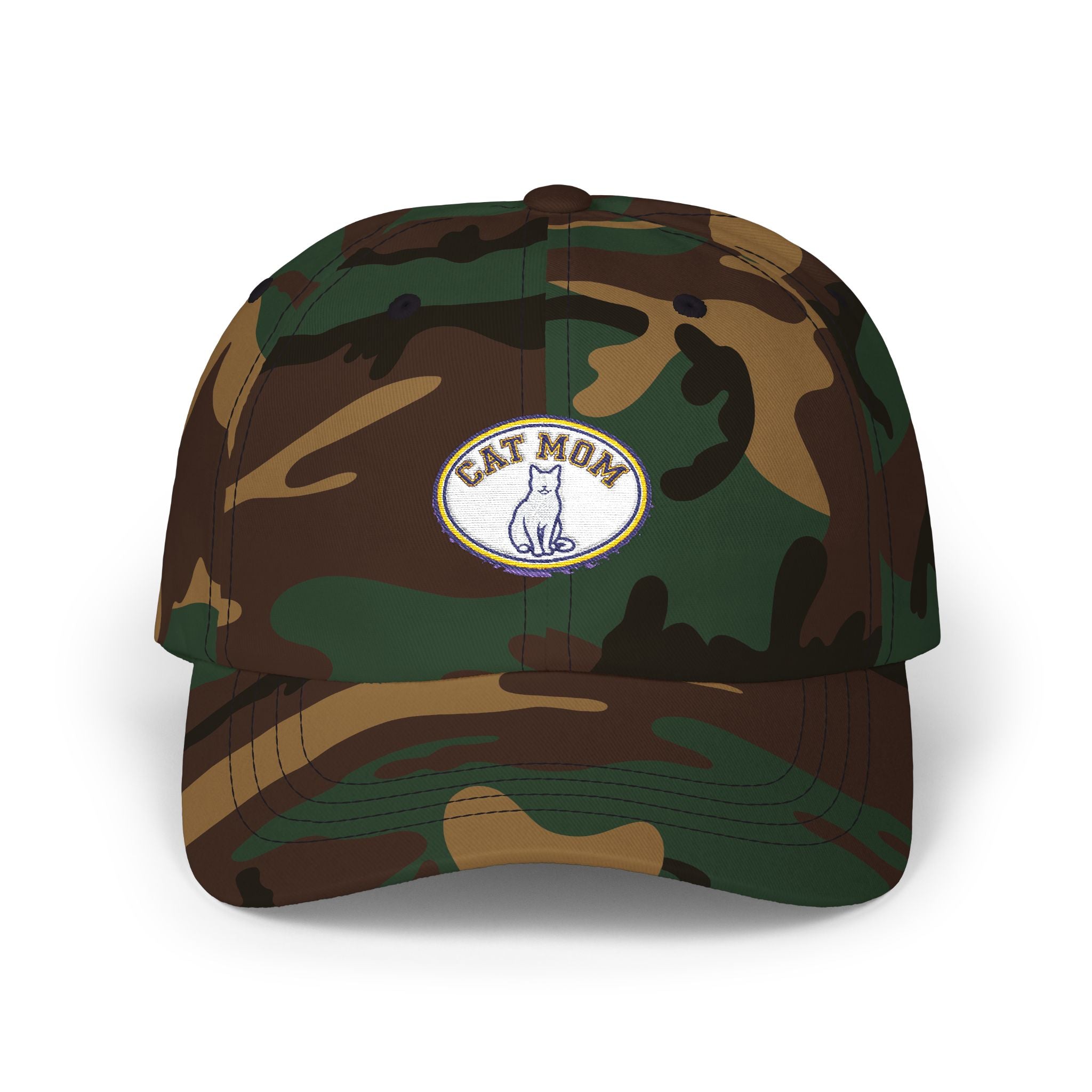 Cat Mom Embroidered Dad Cap - Magenta Baseball Hat for Cat Lovers