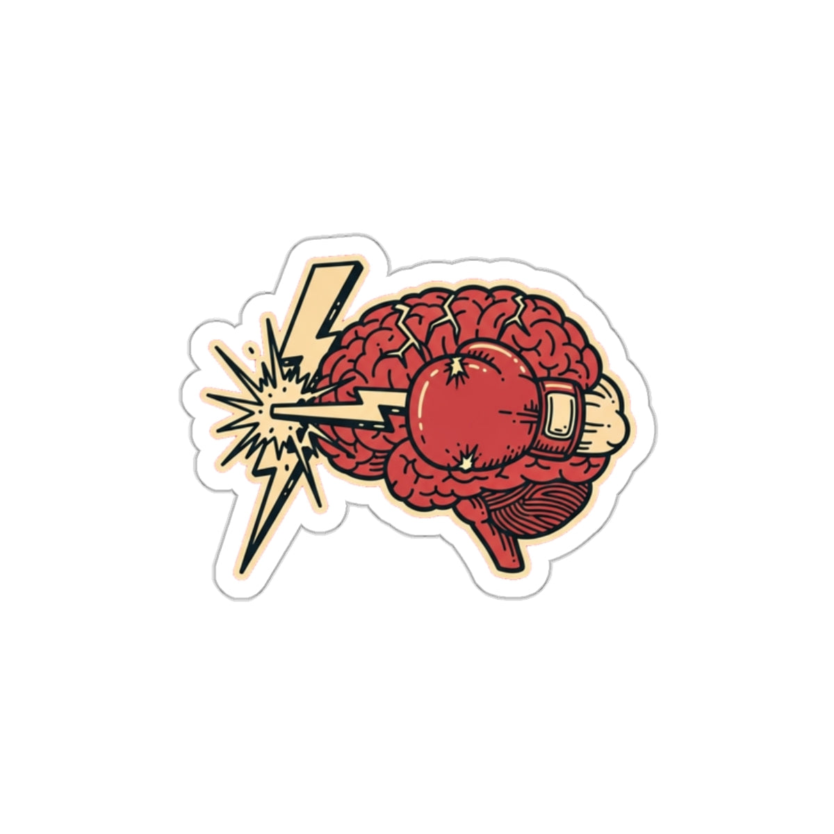 Mental Health Warrior Brain Boxing Glove Die-Cut Sticker | Dark Humor Anxiety Decal