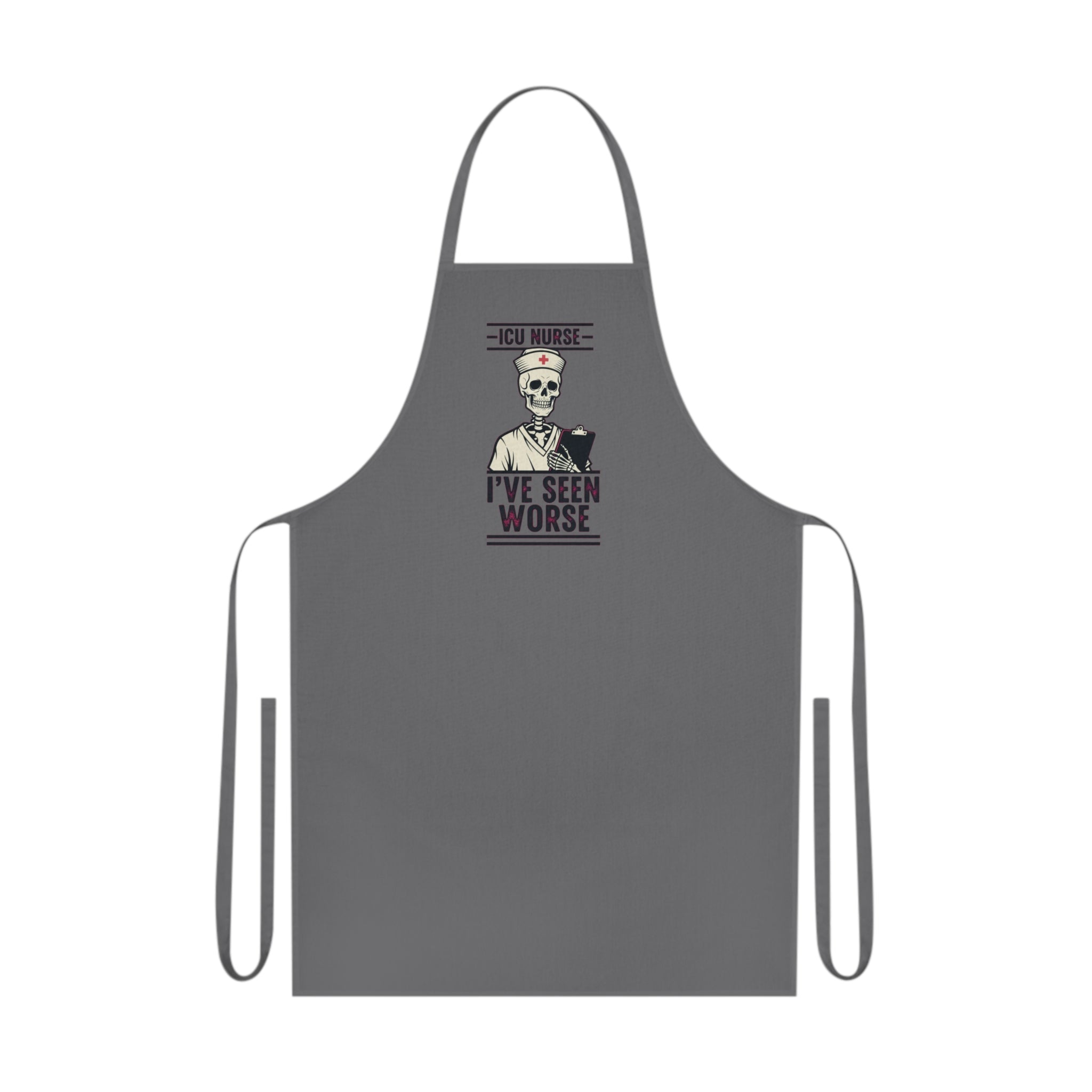 ICU Nurse Dark Humor Apron | Skeleton Nurse Funny Gift for Critical Care