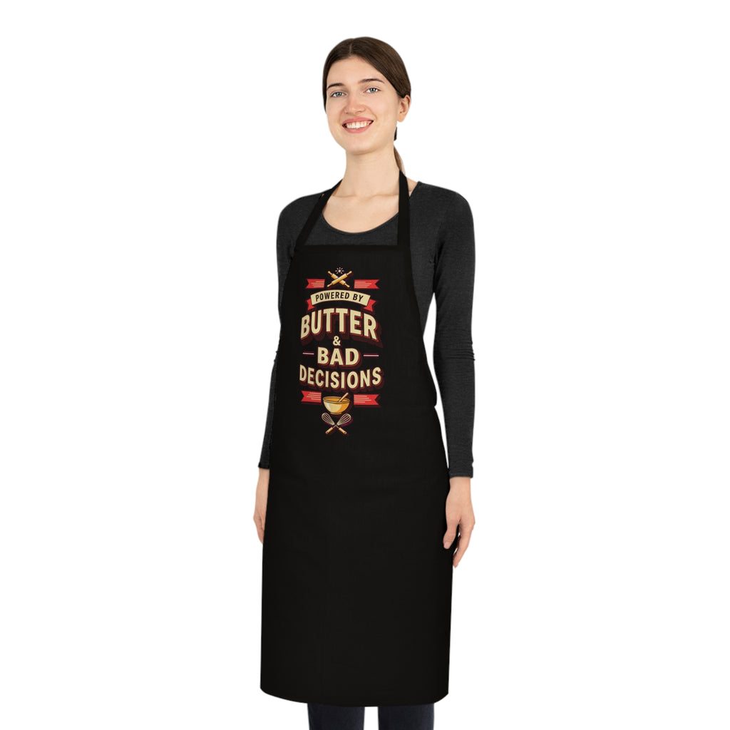 Funny Baking Apron Women - Powered by Butter & Bad Decisions - Baker Gift