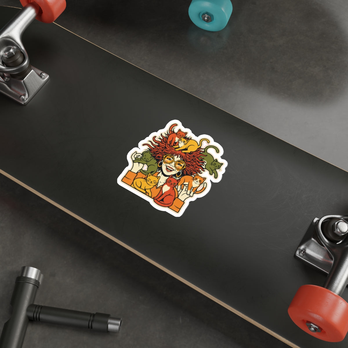 Crazy Cat Lady Vinyl Sticker | Funny 70s Retro Cat Mom Decal