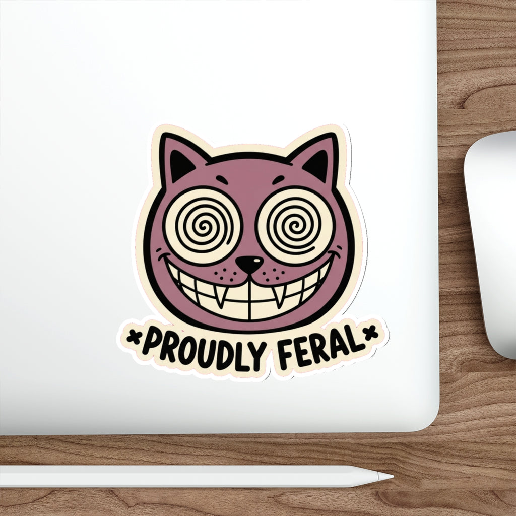 Crazy Cat Lady Die-Cut Sticker | Retro Hypnotic Cat Face Vinyl Decal
