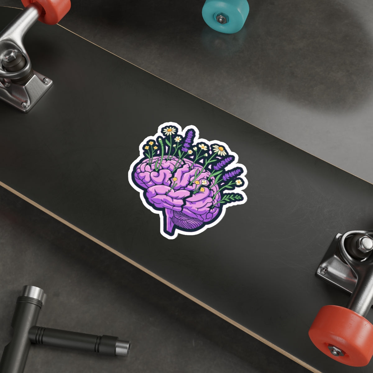 Mental Health Awareness Sticker | Brain with Wildflowers | End the Stigma Decal