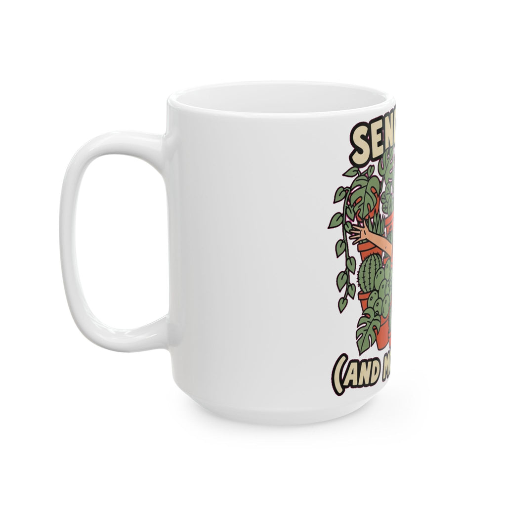 Funny Plant Mom Mug - Crazy Plant Lady Coffee Cup with Folk Art Design