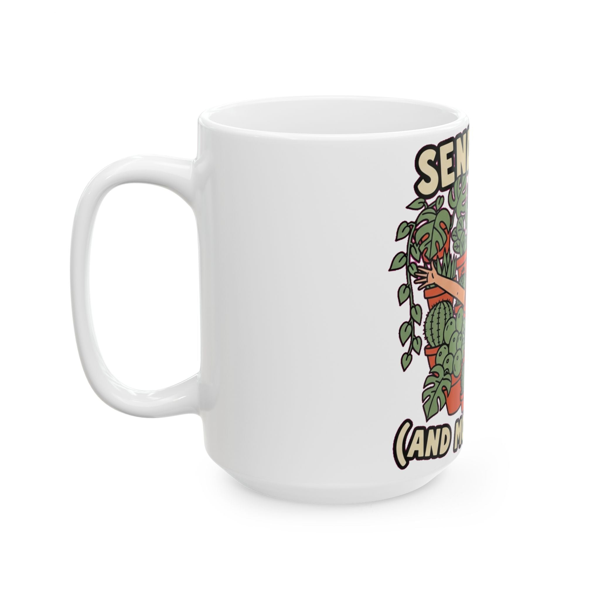 Funny Plant Mom Mug - Crazy Plant Lady Coffee Cup with Folk Art Design